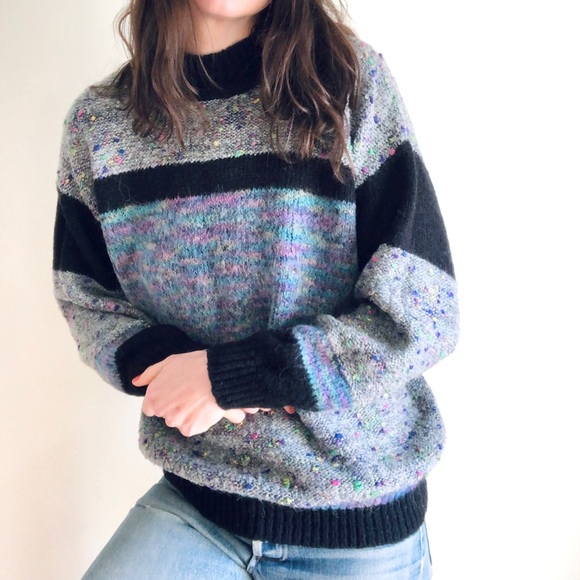 Vintage Sweaters - Vintage confetti color block sweater